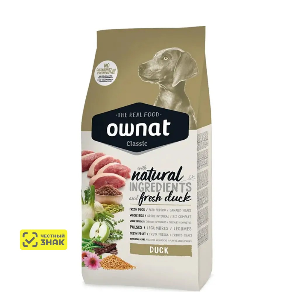 Ownat Adult Classic Сухой корм для собак, с уткой, 4 кг