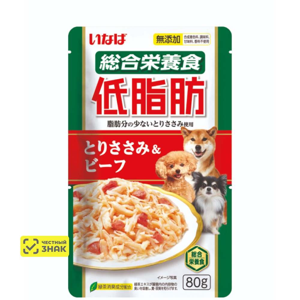 INABA CIAO Teishibo Влажный корм для собак, куриное филе с говядиной в желе, 80 гр