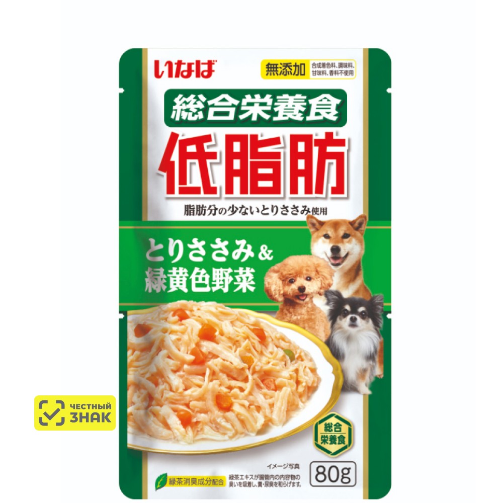 INABA CIAO Teishibo Влажный корм для собак, куриное филе с овощами в желе, 80 гр