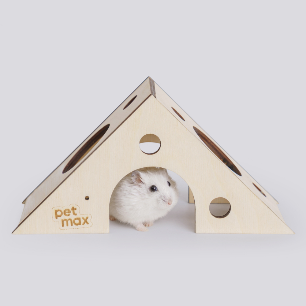 Petmax Домик-шалаш для грызунов Сырный, 19х8,5х10 см