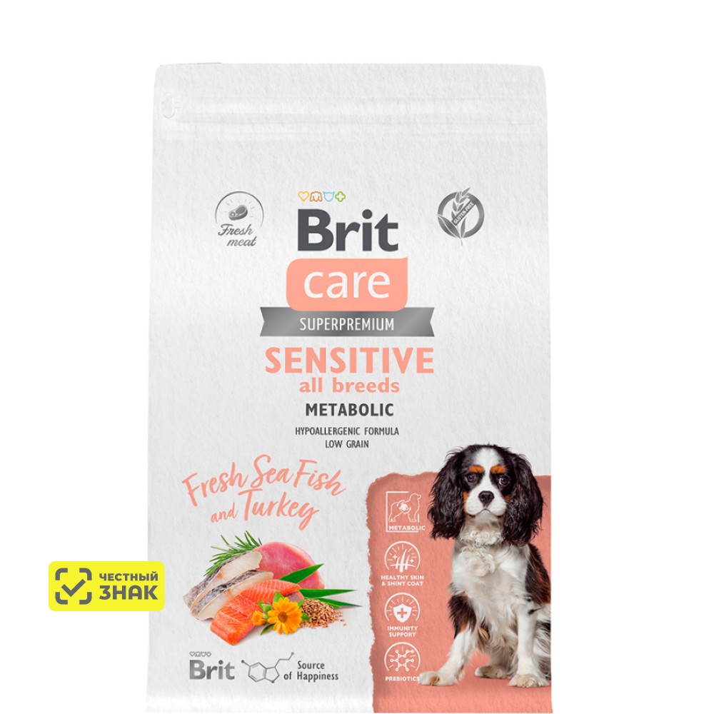 

Brit Care Sensitive Сухой корм для собак, с морской рыбой и индейкой, 3 кг