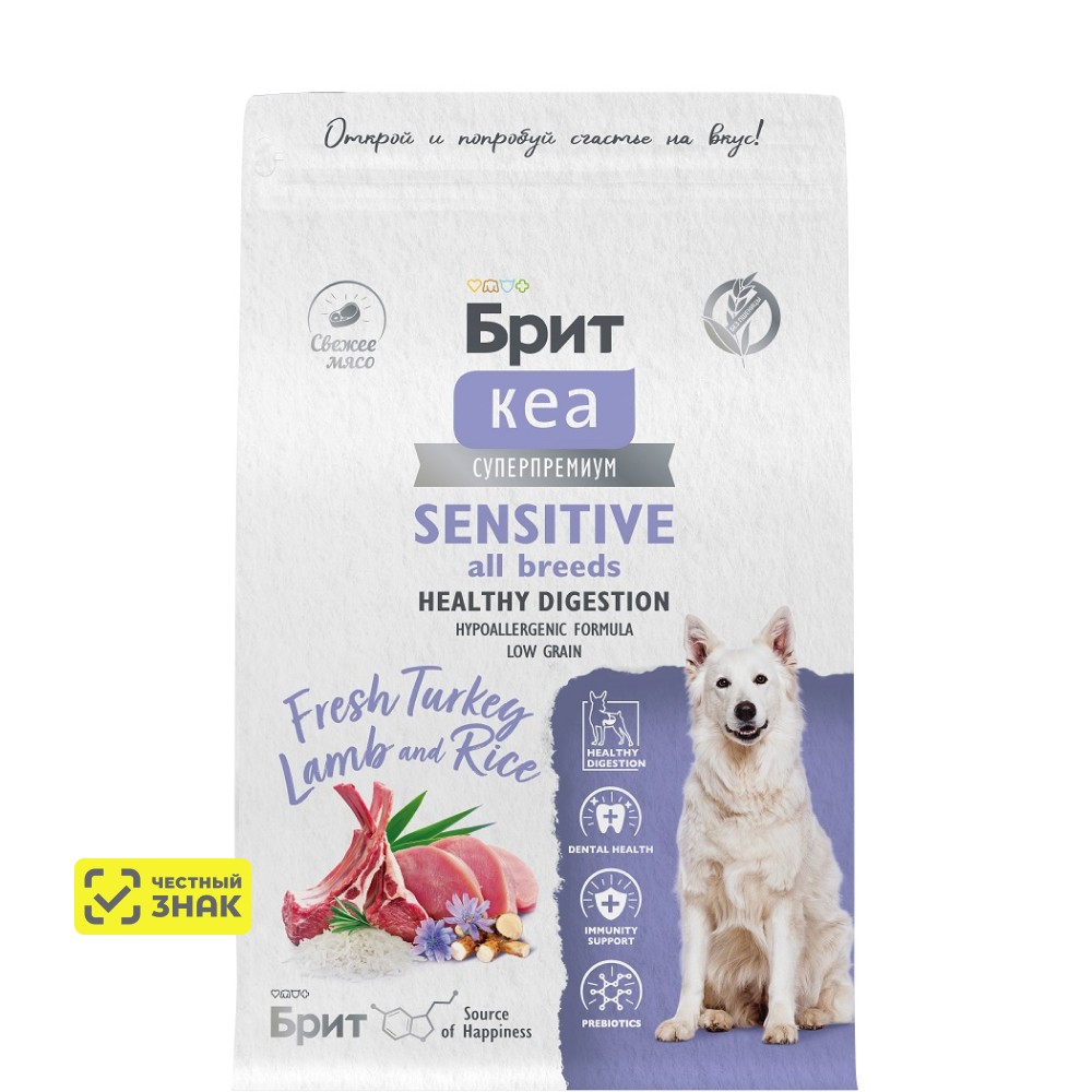 

Brit Кеа Sensitive All Breeds Сухой корм для собак всех пород с чувствительным пищеварением, с индейкой, ягненком и рисом, 3 кг