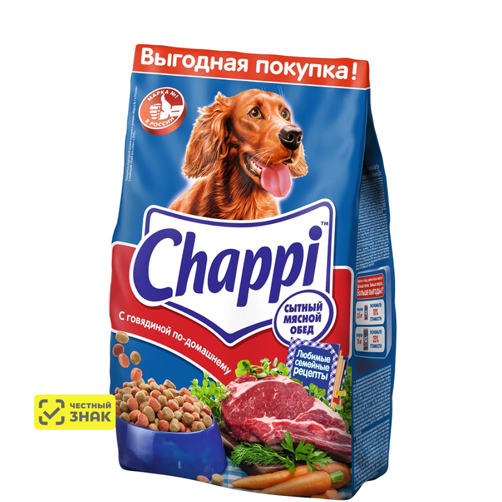 Chappi Сухой корм для собак всех пород, с говядиной по домашнему, овощи и травы, 2,5 кг