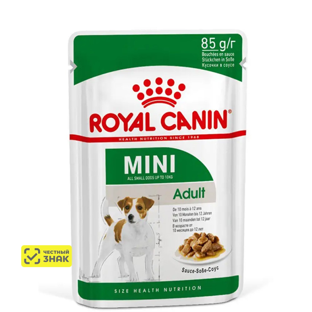 

Royal Canin Mini Adult Влажный корм (пауч) для собак мелких пород, 85 гр.