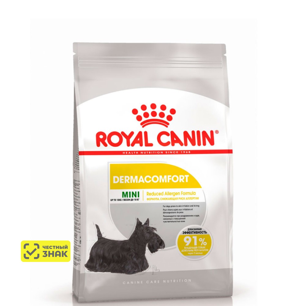 Royal Canin Mini Dermacomfort Сухой корм для собак маленьких пород, склонных к кожным раздражениям и зуду, 1 кг