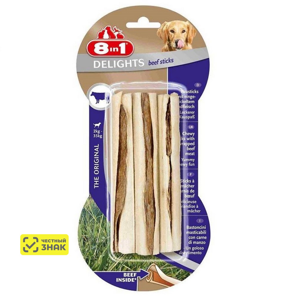Лакомство для собак 8 In 1 Delights Beef Sticks