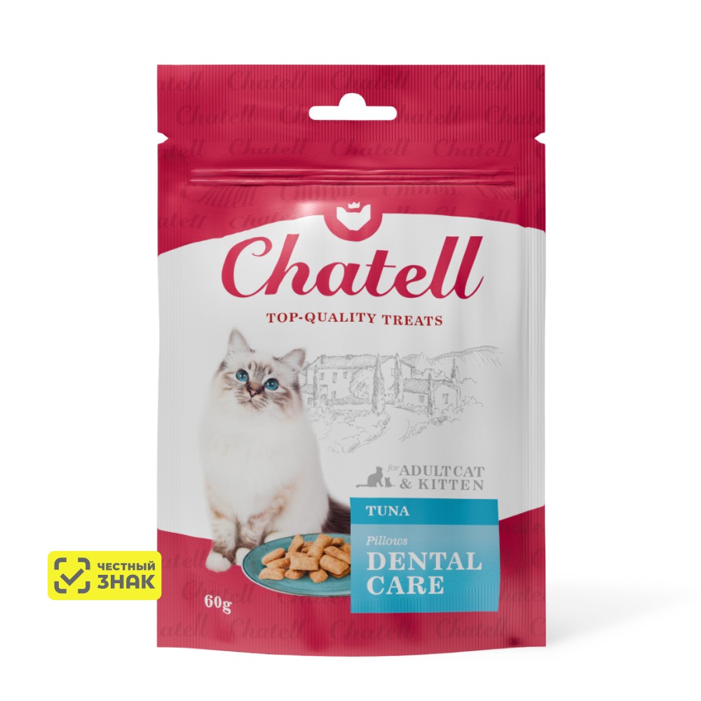 

Chatell Лакомство Подушечки для ухода за зубами для кошек, с тунцом, 60 гр.