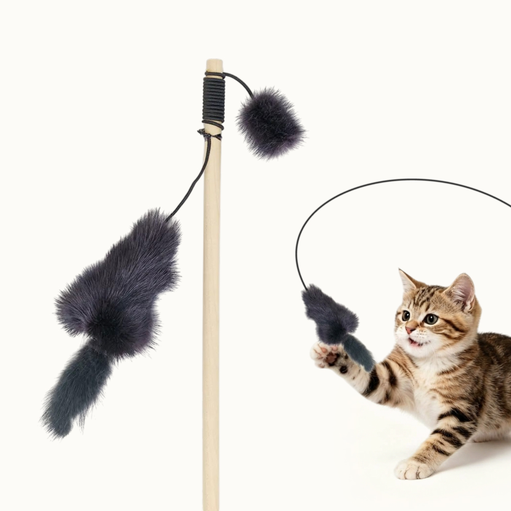 Pet hobby Игрушка-дразнилка звенящая для кошек Мышка-простушка, игрушка 12х3 см, палка 50 см