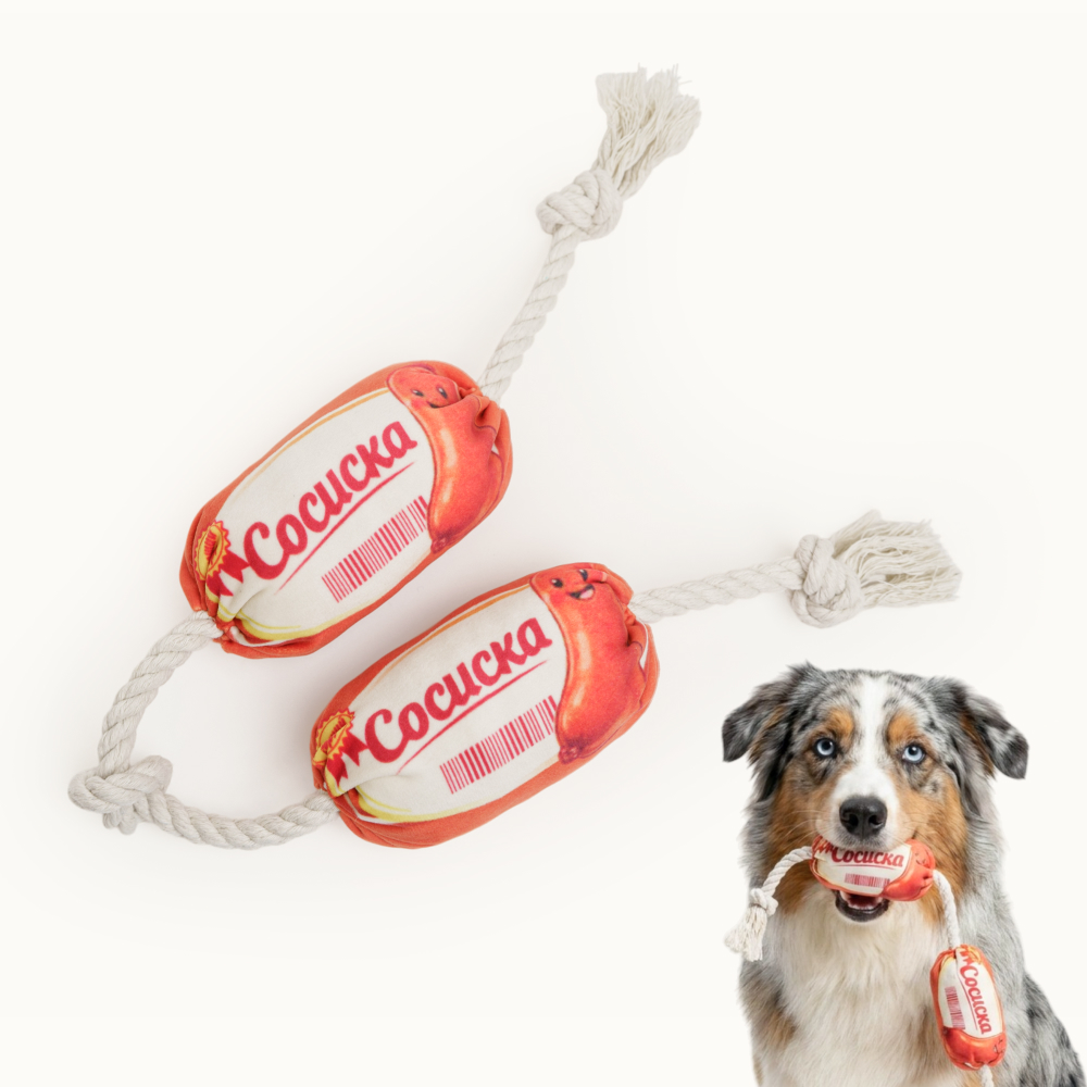 

Pet hobby Игрушка для собак средних и крупных пород Сосиски на веревке, Белый