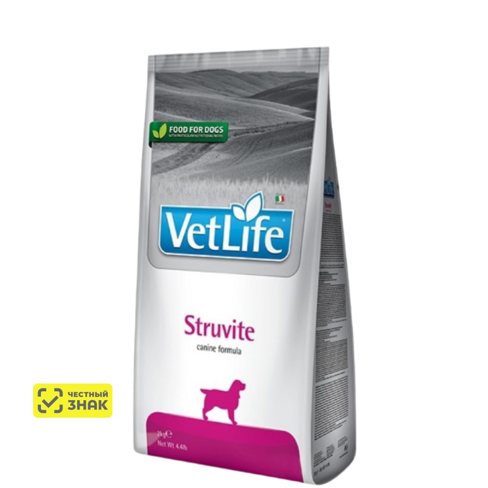 

Farmina Vet Life Dog Struvite Сухой диетический корм для собак при мочекаменной болезни для подавления образования и растворения струвитных уролитов, 2 кг