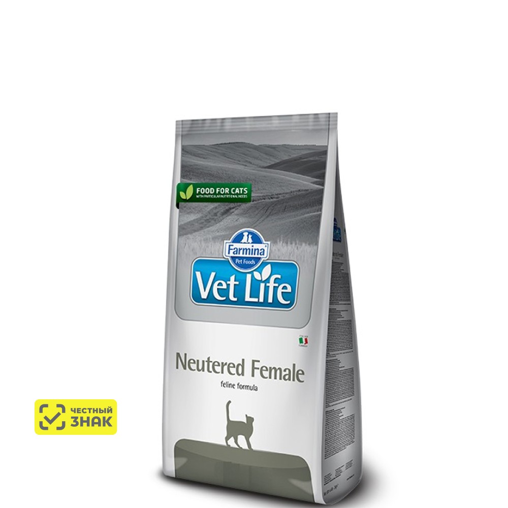 Farmina Vet Life Neutered Female Сухой диетический корм для стерилизованных кошек, с курицей, 400 гр.