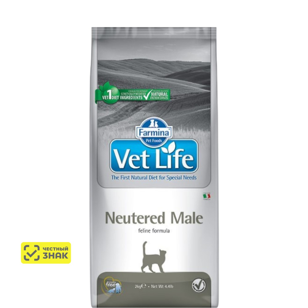 

Farmina Vet Life Neutered Male Сухой диетический корм для стерилизованных котов, с курицей, 2 кг