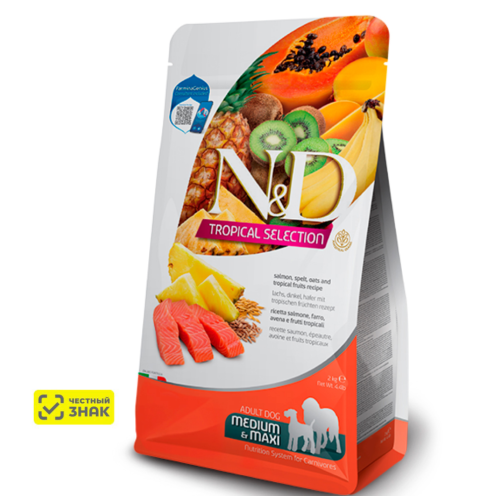 

Farmina ND Tropical Selection Сухой корм для собак средних и крупных пород, лосось, 10 кг
