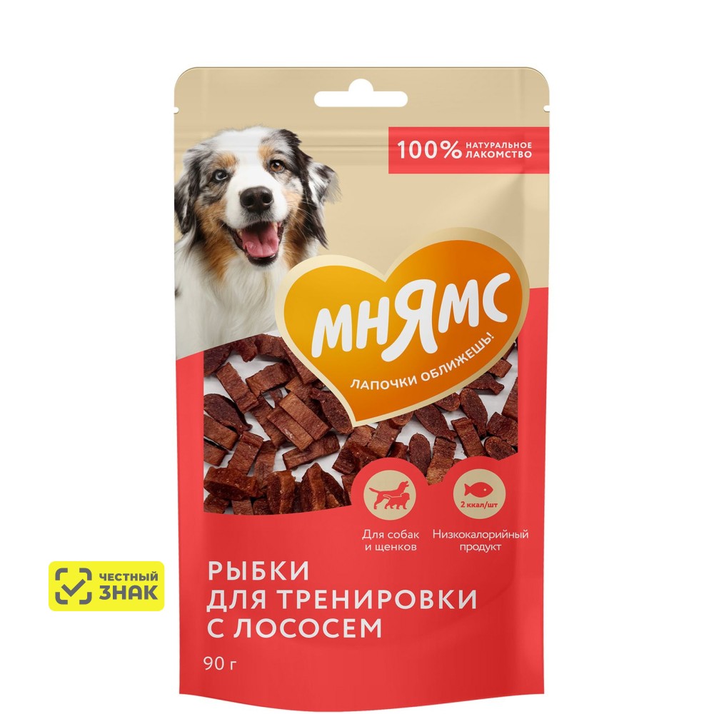 

Мнямс Лакомство Рыбки для тренировки с лососем для собак и щенков, 90 гр.