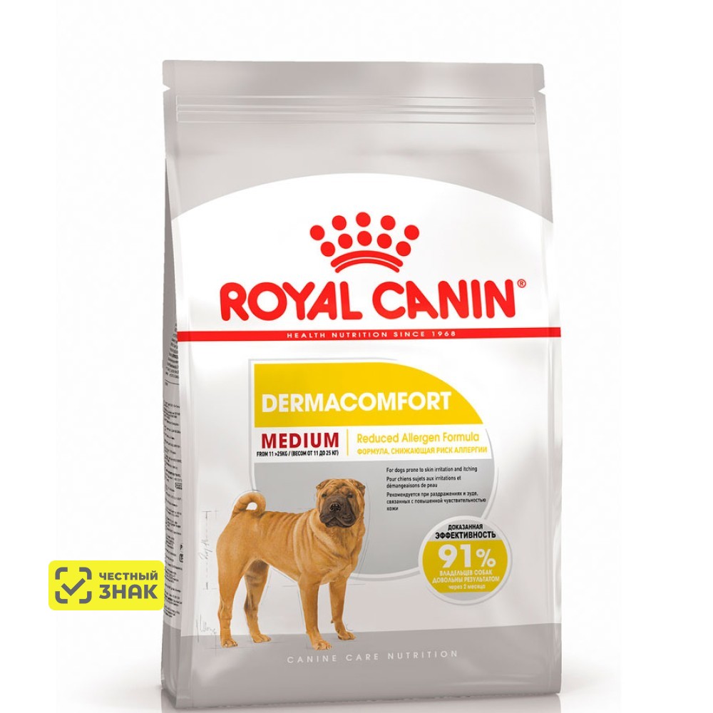 Royal Canin Medium Dermacomfort Сухой корм для собак средних пород, склонных к кожным раздражениям, 3 кг