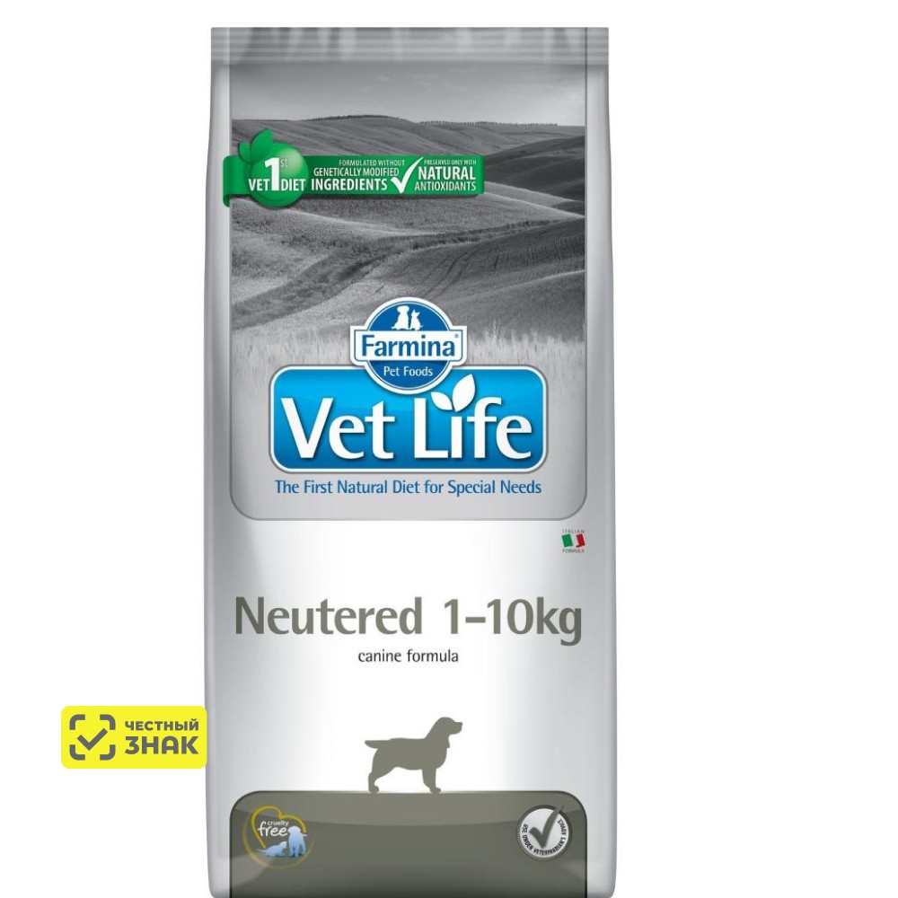 

Farmina Vet Life Dog Neutered для стерилизованных сук и кастрированных кобелей 1-10 кг, 10 кг