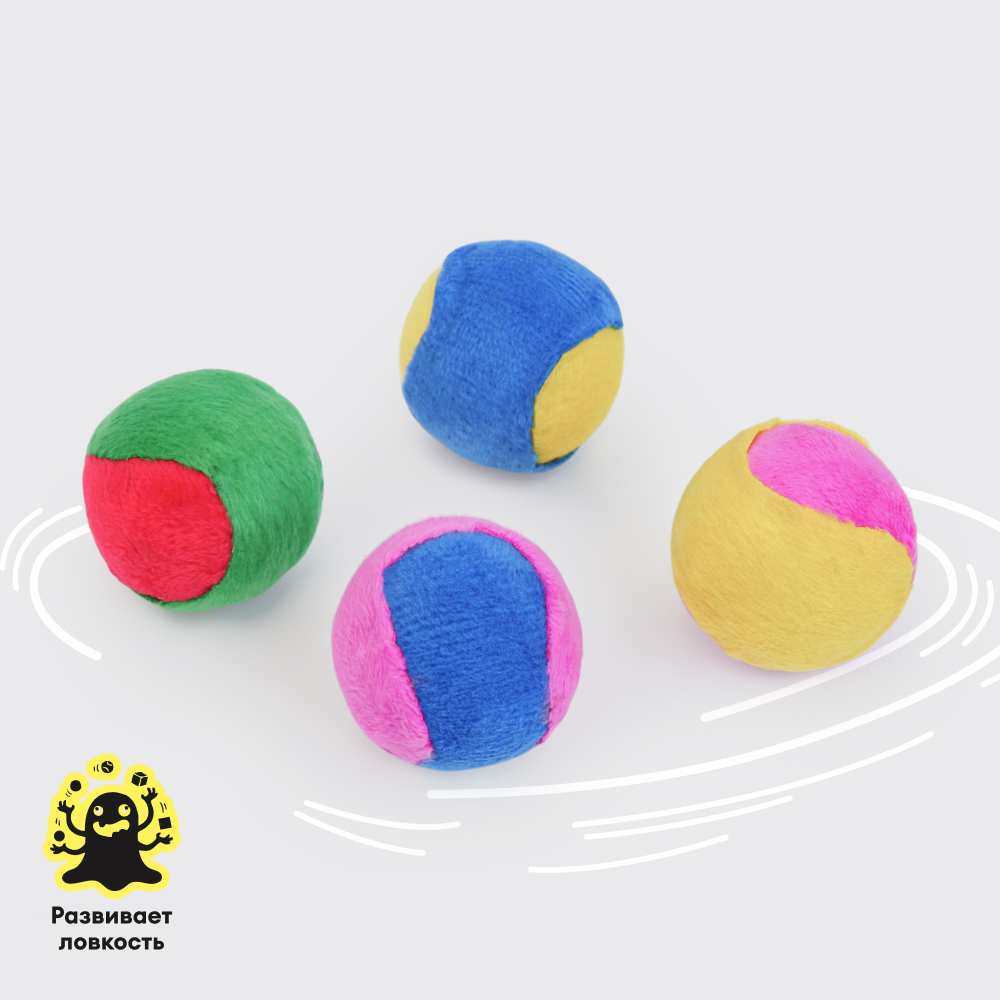 

Petmax Игрушка для кошек Теннисные мячи, 3,8 см, 4 шт., разноцветный