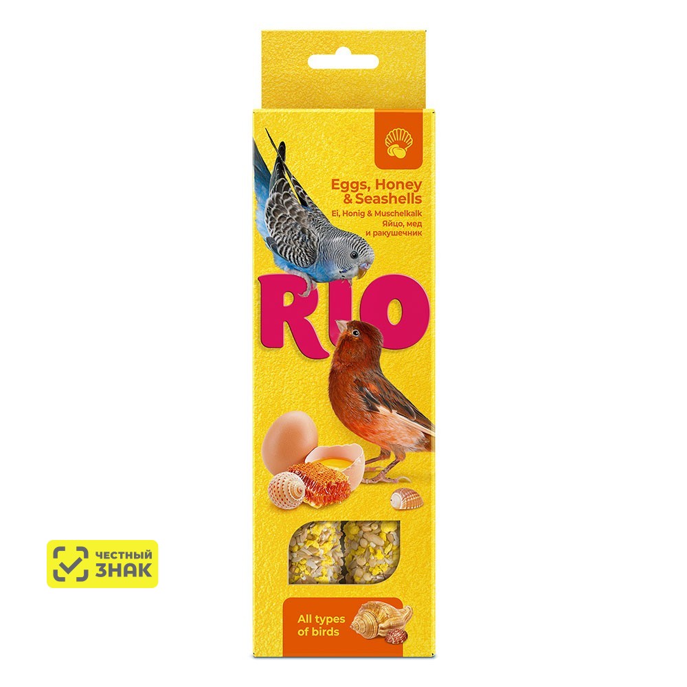 

RIO Лакомство Палочки с яйцом и ракушечником для всех видов птиц, 2х40 гр.