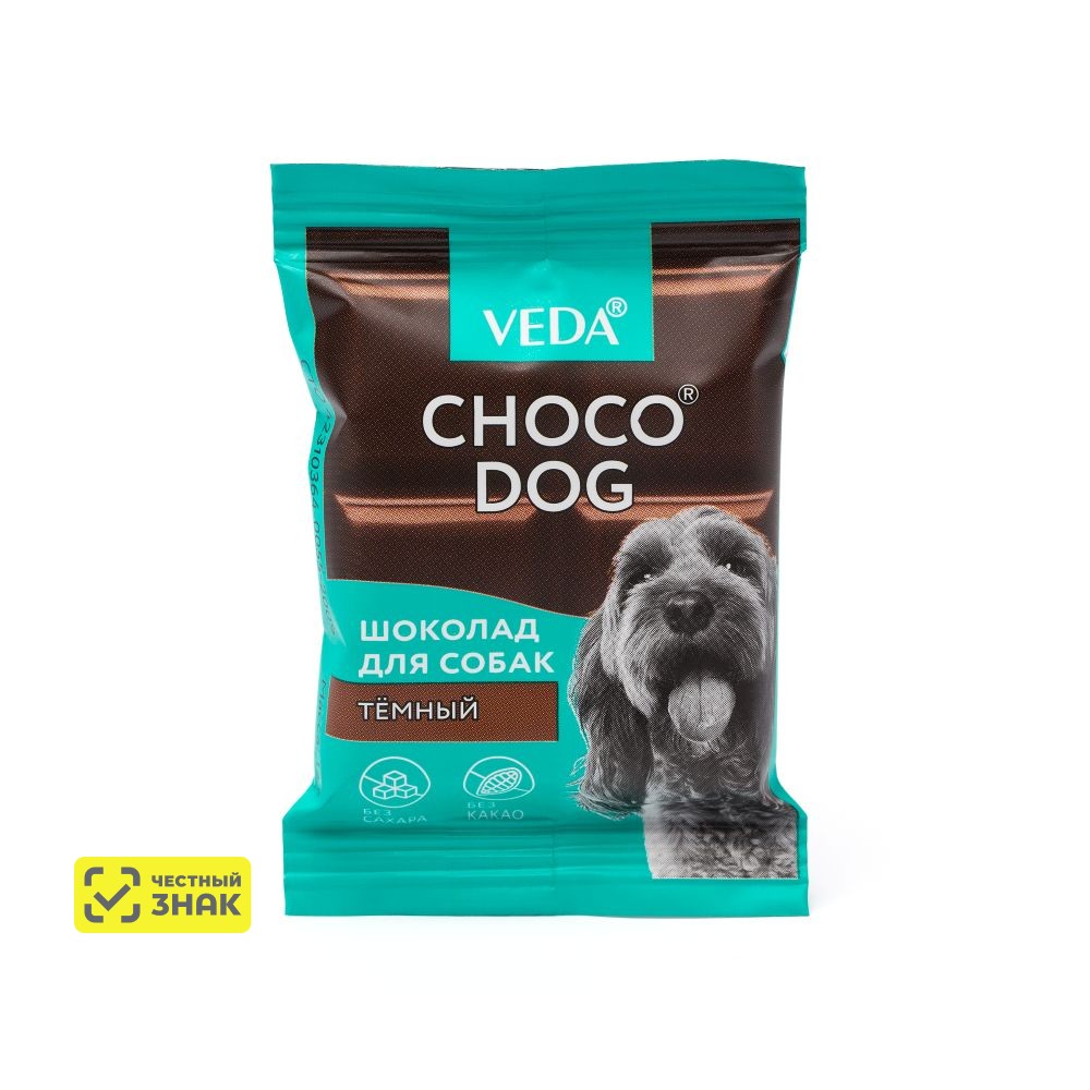 Choco dog Лакомство Темный шоколад для собак, 15 гр. — купить в