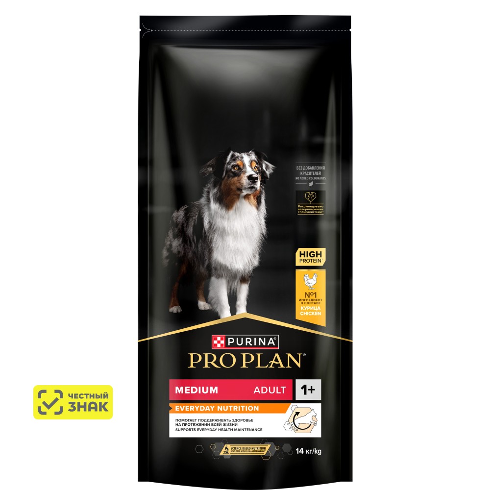 PRO PLAN® Everyday Nutrition Сухой корм для взрослых собак средних пород, с высоким содержанием курицы, 14 кг