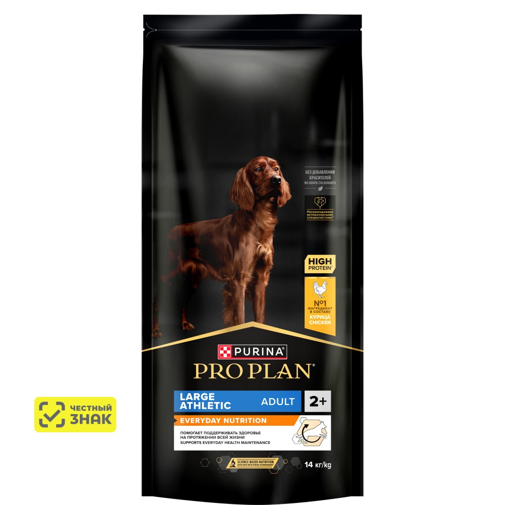 PRO PLAN® Everyday Nutrition Сухой корм для взрослых собак крупных пород с атлетическим телосложением, с высоким содержанием курицы, 14 кг