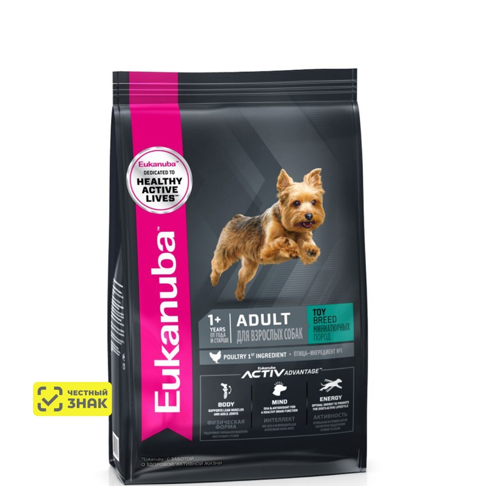 Eukanuba Adult Toy Breed Сухой корм для щенков миниатюрных пород, с птицей, 1,5 кг
