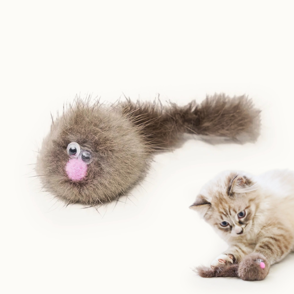 Pet hobby Игрушка из натуральной норки для кошек Зверек, 8х3х3 см