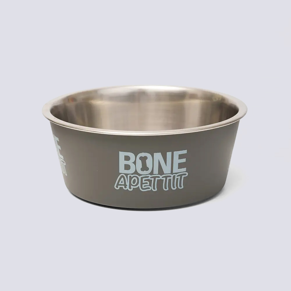 RURRI Миска с нескользящим дном для кошек и собак Bone Apettit, 400 мл, 12,7х5 см, серый