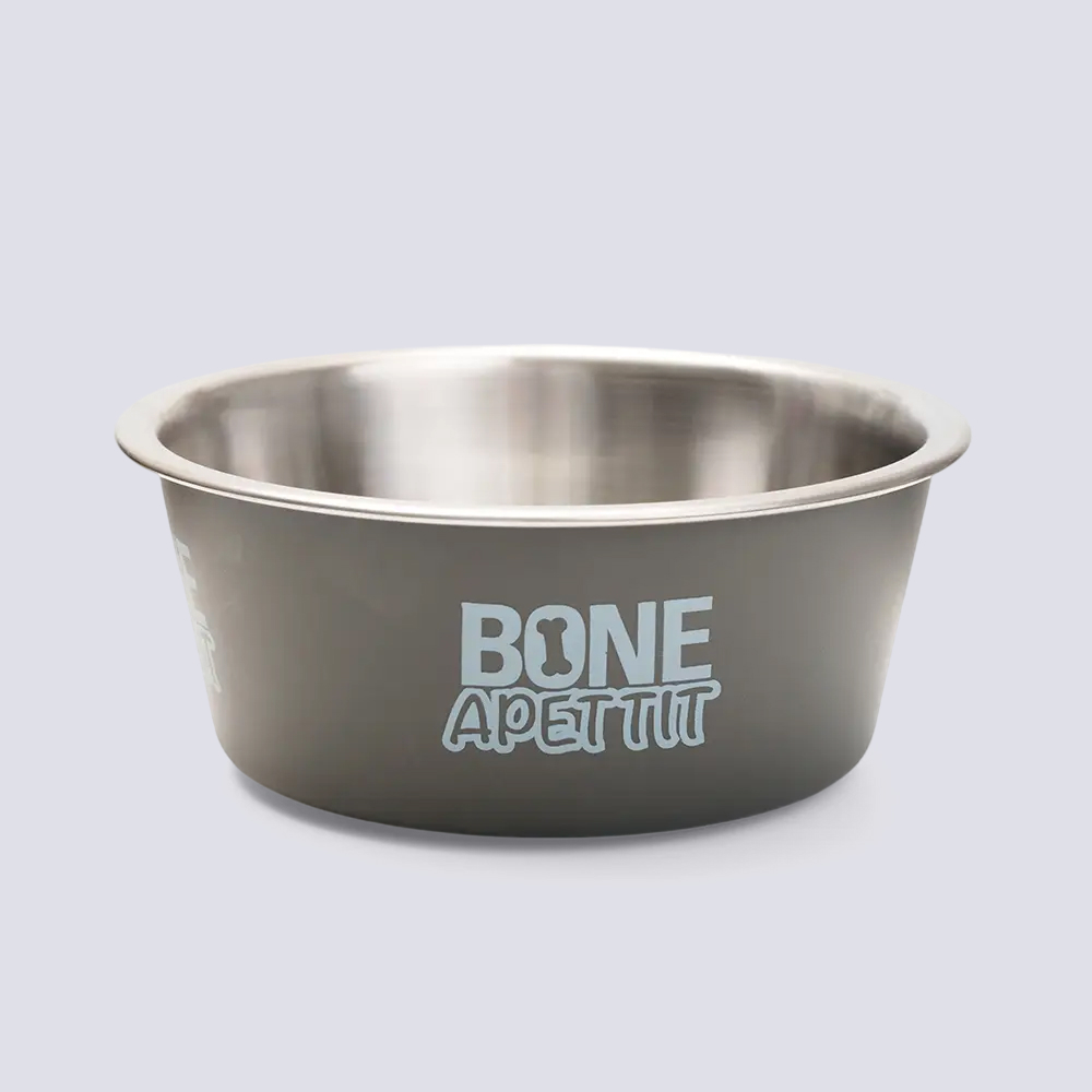 

RURRI Миска для кошек и собак Bone Apettit, 750 мл, 15,5х5,5 см, серый