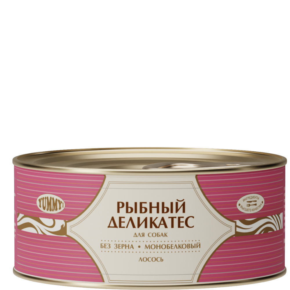 Yummy Влажный корм для собак Рыбный Деликатес, с лососем в желе, 100 гр