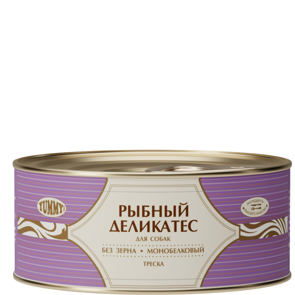 Yummy Влажный корм для собак Рыбный Деликатес, с треской в желе, 100 гр