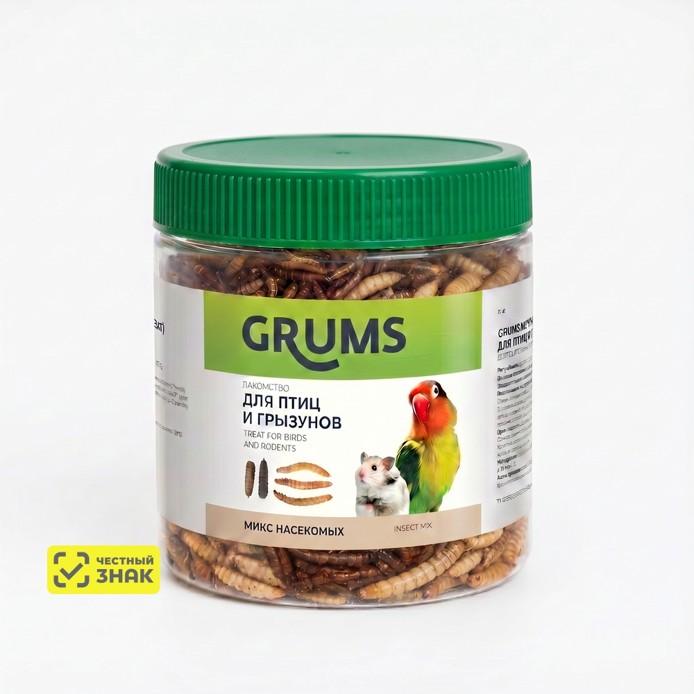 GRUMS Лакомство Микс насекомых сушеный для птиц и грызунов, 85 гр