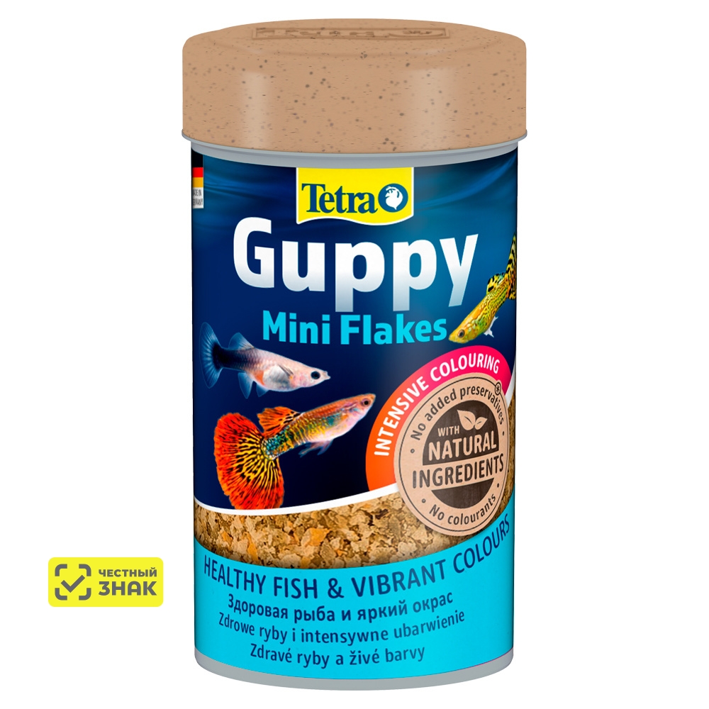 Tetra Guppy MiniFlakes Корм мини-хлопья для живородящих рыб и гуппи, 100 мл