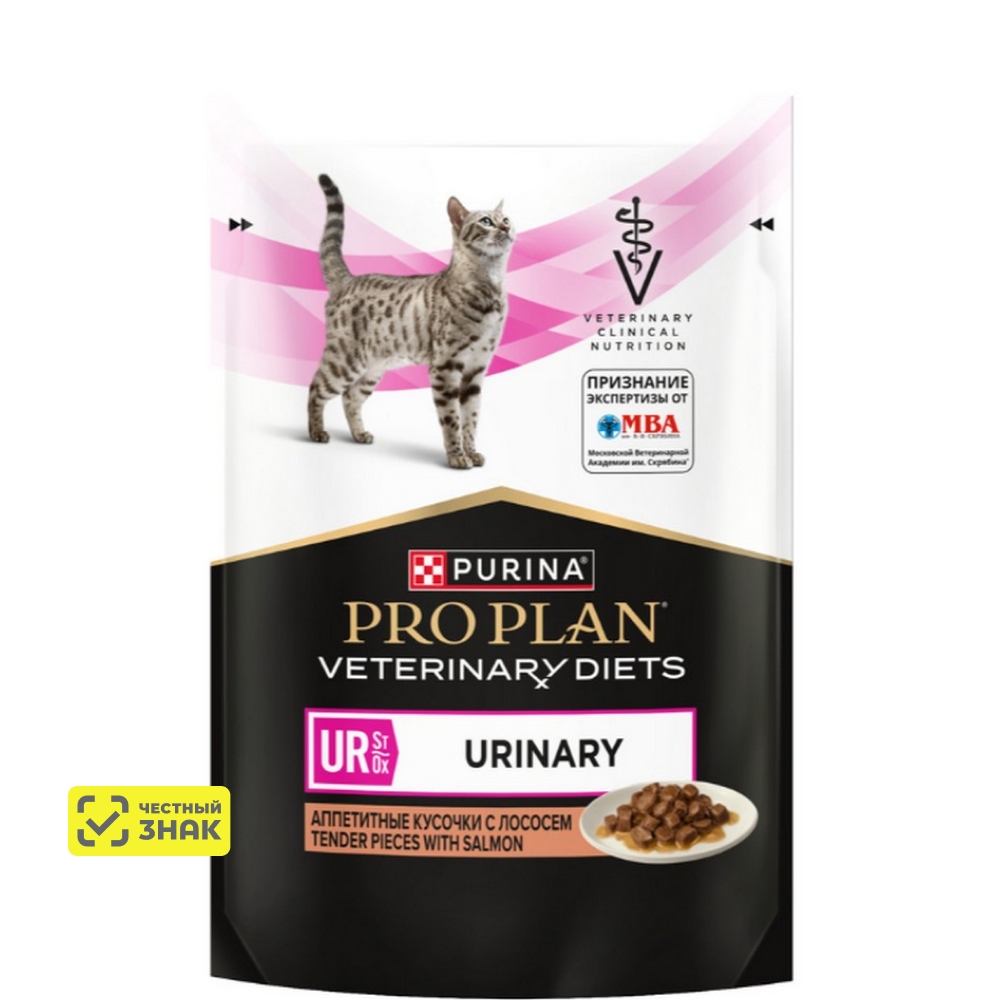 PRO PLAN® Veterinary Diets Urinary Влажный диетический корм для кошек при болезнях нижних отделов мочевыводящих путей, с лососем в соусе, 85 гр