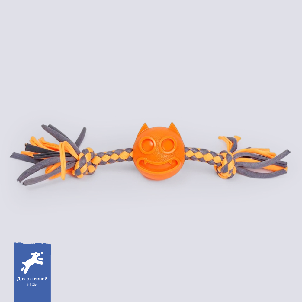 RURRI Игрушка на веревке для собак Мяч Кот, 27х4,5 см