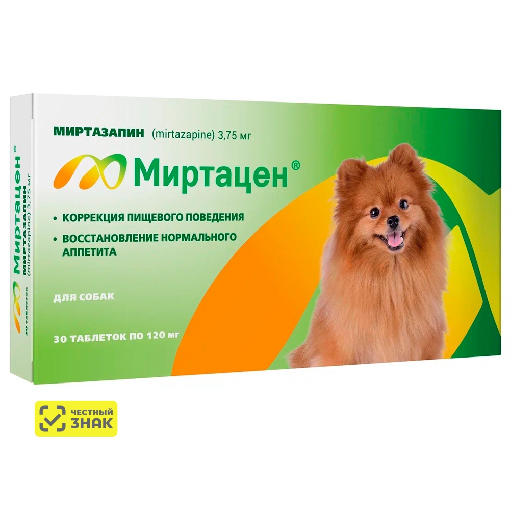 Apicenna Миртацен Средство для коррекции и восстановления нормального аппетита у собак, 30 таблеток