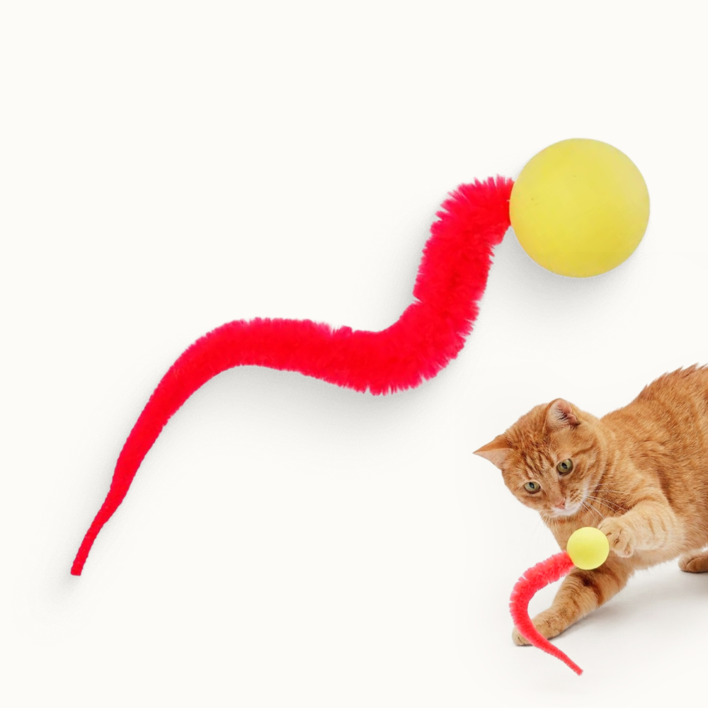 Pet hobby Игрушка с длинным хвостом для кошек Мячик Нарисуй для кота, 18х4х4 см
