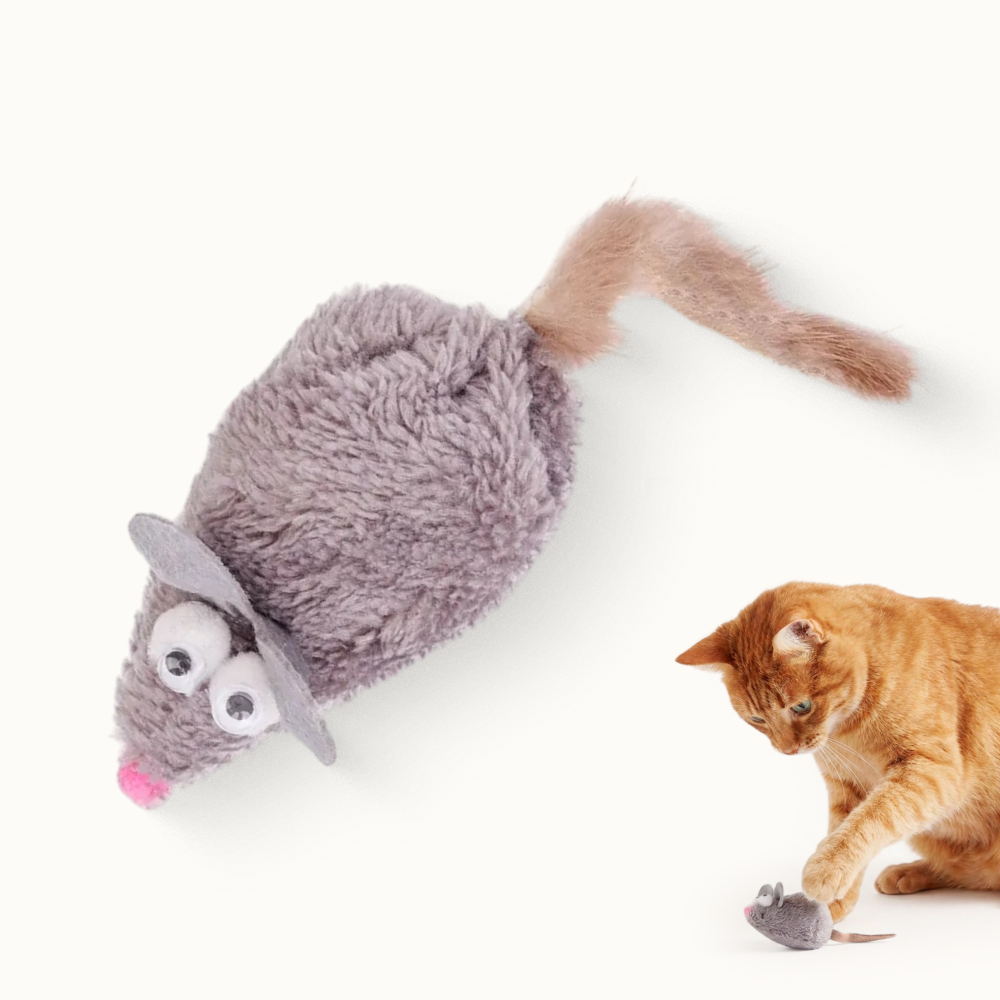 Pet hobby Игрушка из натуральной норки для кошек Мышь с хвостом, 14 см, серая
