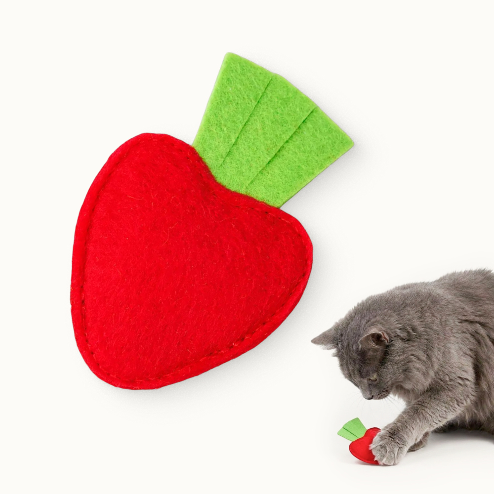 Pet hobby Игрушка с мятой для кошек Клубничка, 9х5,5х1,5 см, красный