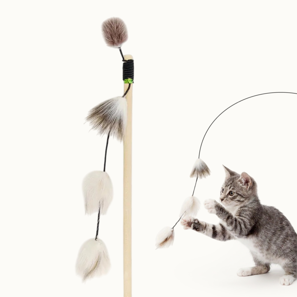 Pet hobby Игрушка-дразнилка для кошек Кисточки рыси, длина резинки с игрушкой 51 см, палка 30 см
