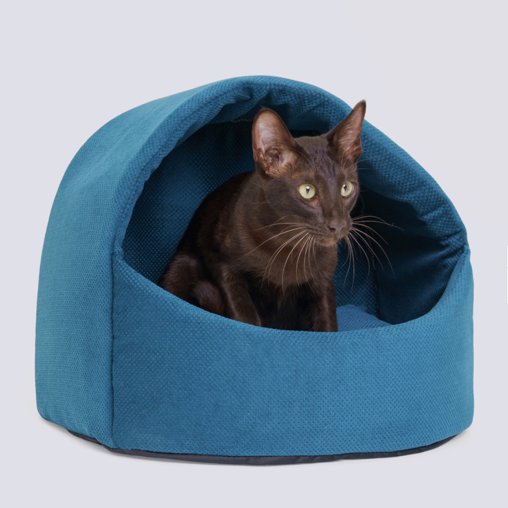 RURRI Дом-лежак для кошек и собак мелких пород Ракушка, 40х30х32 см, бирюзовый