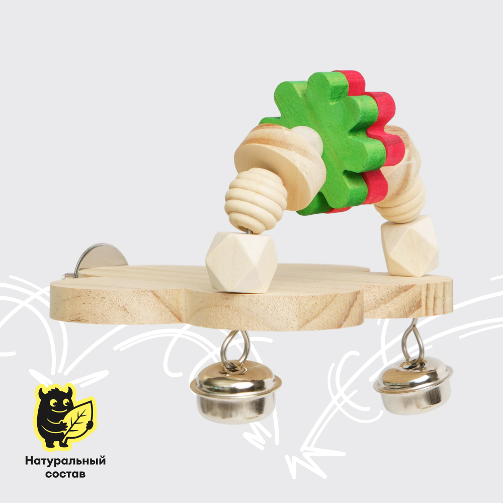 Petmax Игрушка-полочка для птиц Любимая полочка, 14х9,8х1 см, разноцветный