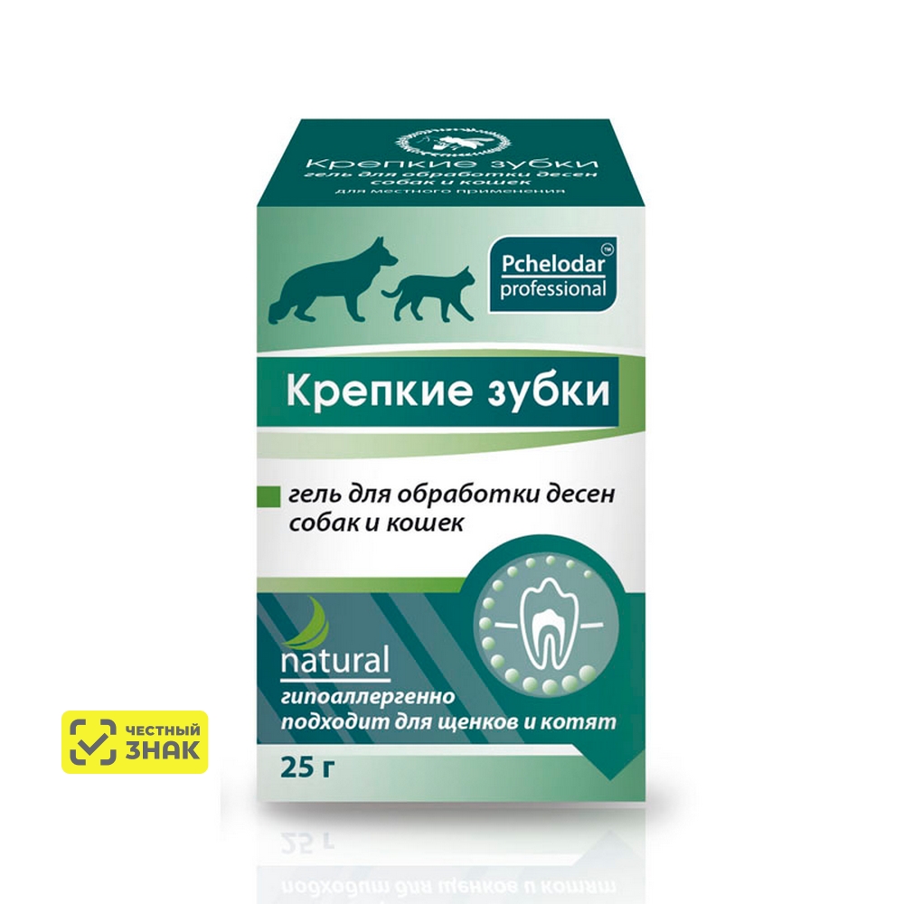 Pchelodar Крепкие Зубки Гель для обработки десен у кошек и собак, 25 гр.