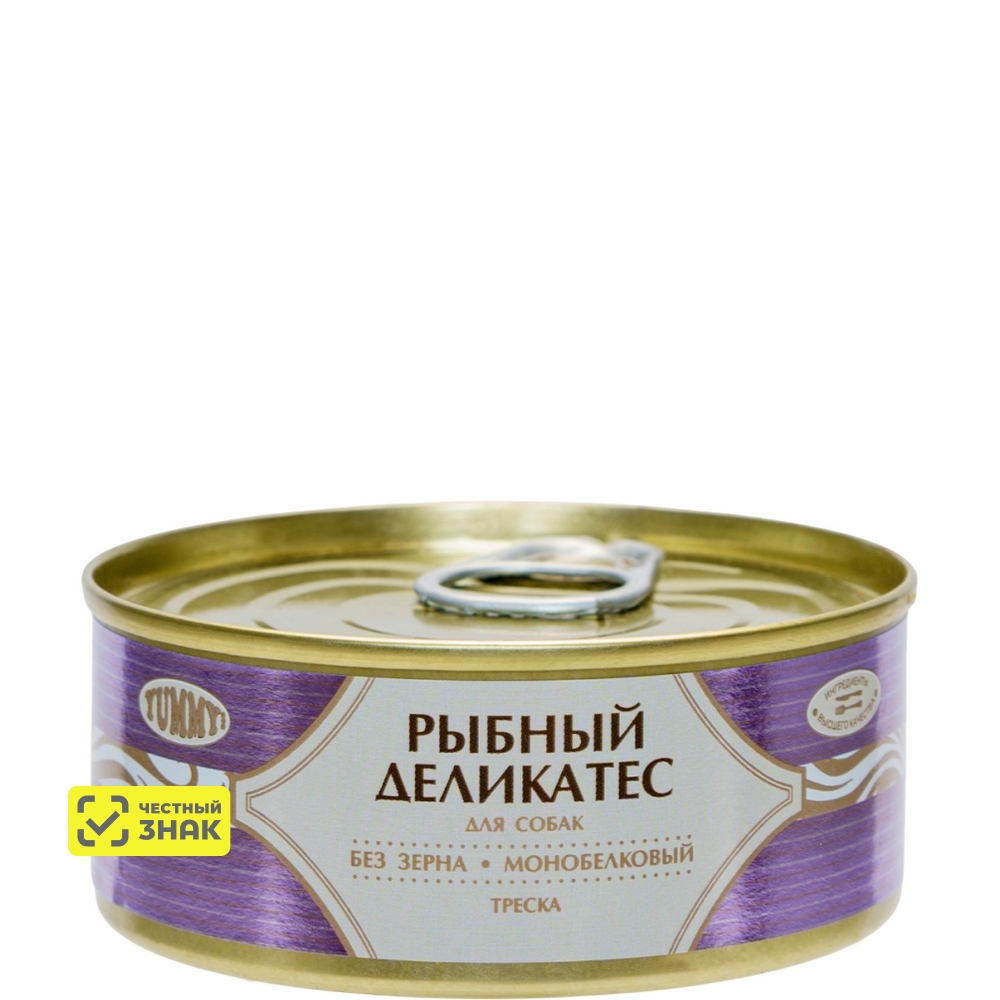Yummy Влажный корм (консервы) для собак Рыбный Деликатес, с треской в желе, 100 гр.