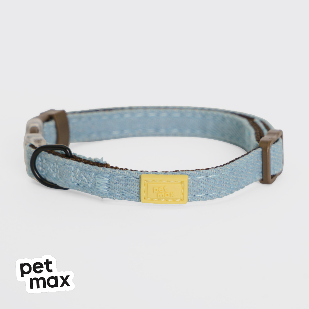 Petmax Ошейник для собак Деним, обхват шеи 22-35 см, ширина 1 см, деним