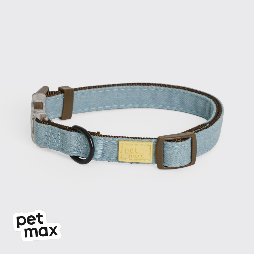 Petmax Ошейник для собак Деним, обхват шеи 30-45 см, ширина 1,5 см, деним