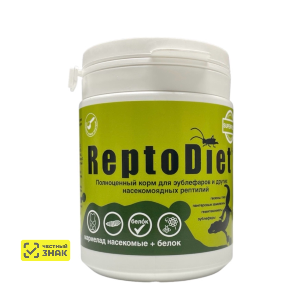 ReptoDiet Полноценный корм для эублефаров и других насекомоядных ящериц, 80 гр