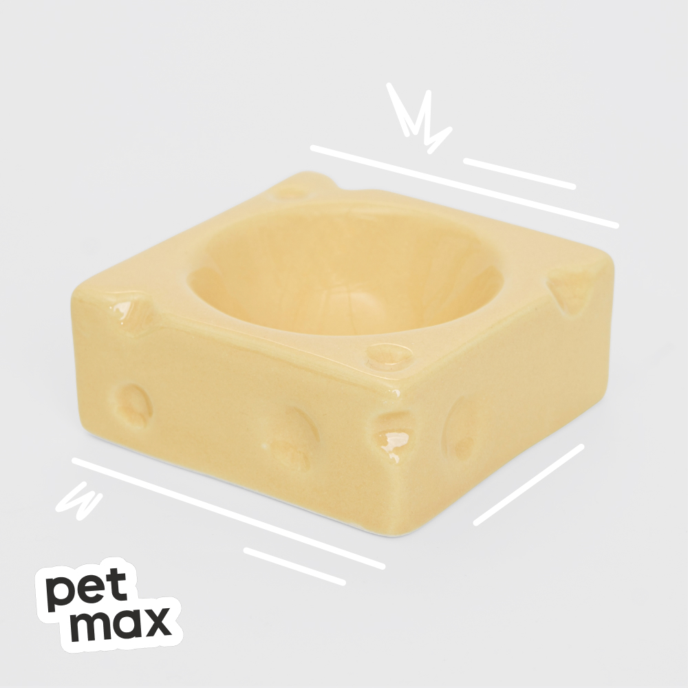 Petmax Миска для грызунов Сырная, 7,5х7,5х3 см, желтый