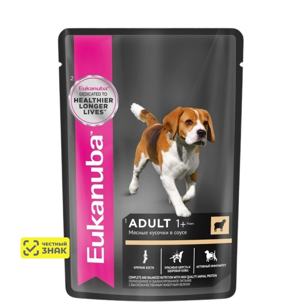 Eukanuba Adult all breed Влажный корм (пауч) для взрослых собак всех пород, с ягненком в соусе, 100 гр.