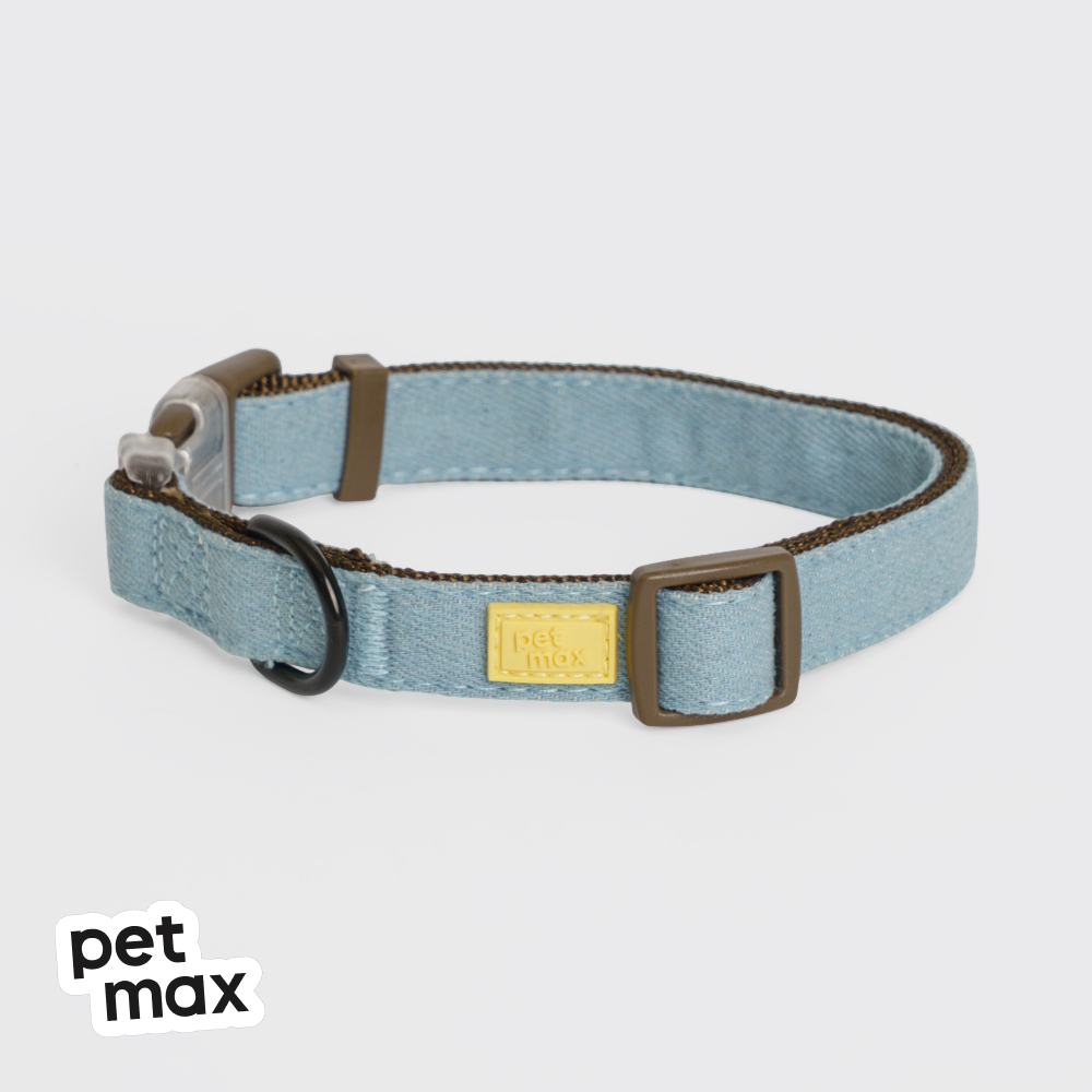 Petmax Ошейник для собак Деним, обхват шеи 35-53 см, ширина 2 см, деним